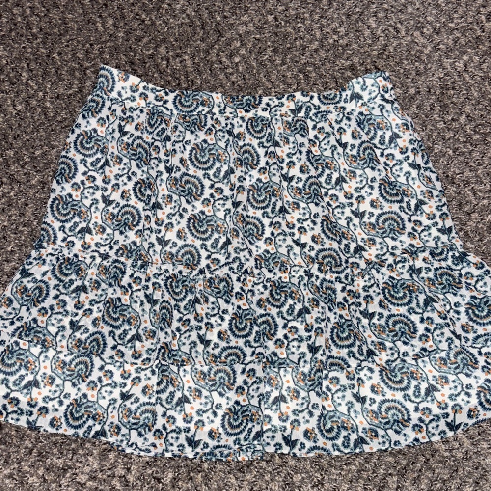 J. Crew A-Line Skirt in Blue and White Floral